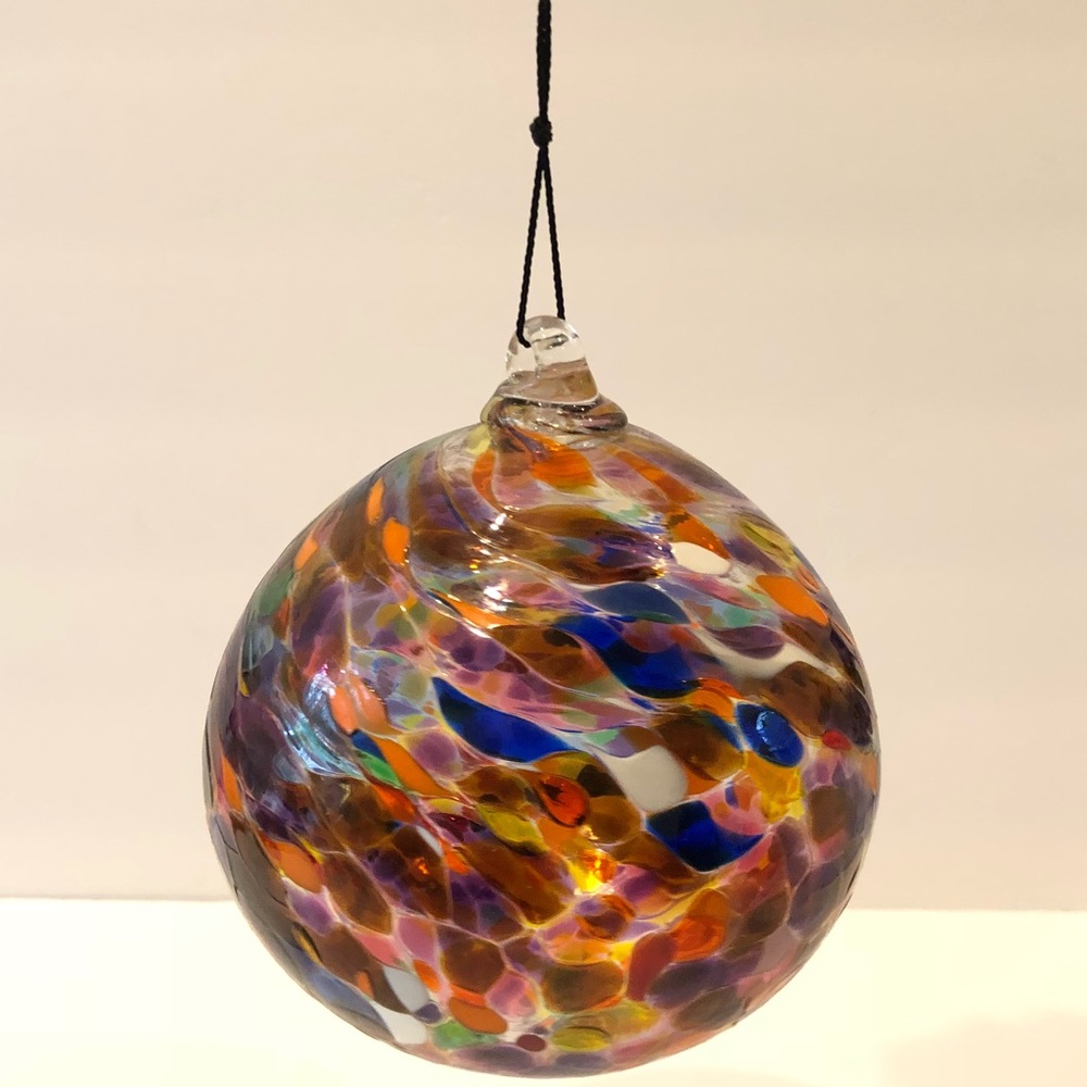 Large hand blown glass rainbow hanging sphere